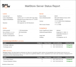 Statusreports in MailStore Server