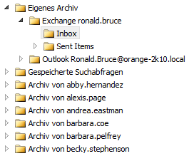 Beispiel einer Ordnerstruktur im MailStore Outlook Add-in