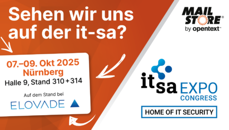 Treffen Sie MailStore vom 07. - 09. Oktober auf der it-sa 2025 in Nürnberg