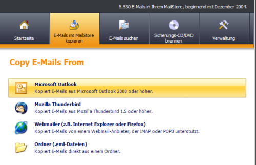 mailstore01_2006 MailStore's surface in the year 2006